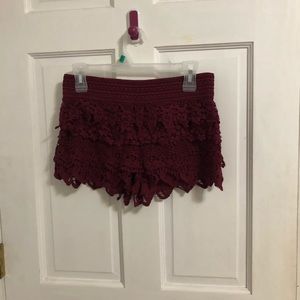 red lace shorts